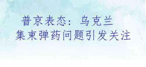 普京表态: 乌克兰集束弹药问题引发关注