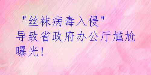  "丝袜病毒入侵" 导致省政府办公厅尴尬曝光! 