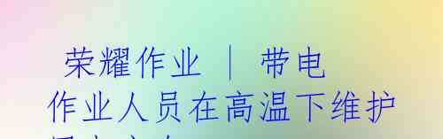 荣耀作业 | 带电作业人员在高温下维护用电安全