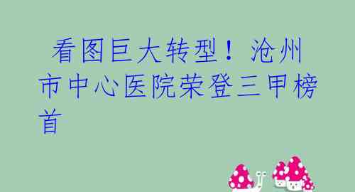 看图巨大转型!沧州市中心医院荣登三甲榜首