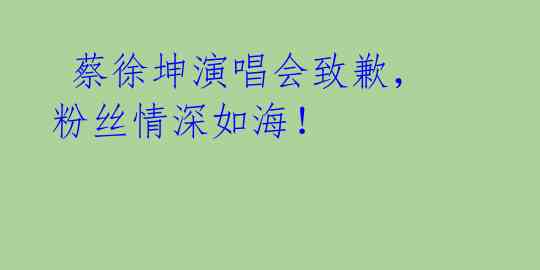 蔡徐坤演唱会致歉,粉丝情深如海!