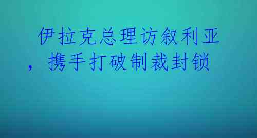  伊拉克总理访叙利亚，携手打破制裁封锁 