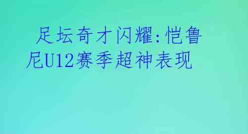  足坛奇才闪耀:恺鲁尼U12赛季超神表现 