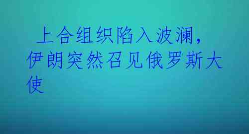 上合组织陷入波澜,伊朗突然召见俄罗斯大使