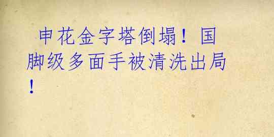  申花金字塔倒塌！国脚级多面手被清洗出局！ 