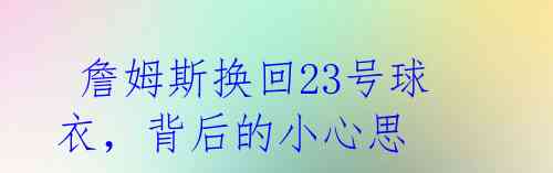 詹姆斯换回23号球衣,背后的小心思