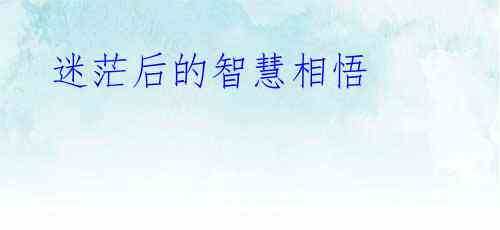 迷茫后的智慧相悟
