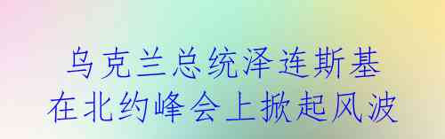 乌克兰总统泽连斯基在北约峰会上掀起风波