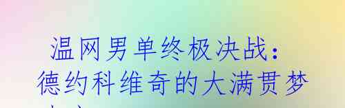 温网男单终极决战:德约科维奇的大满贯梦破碎