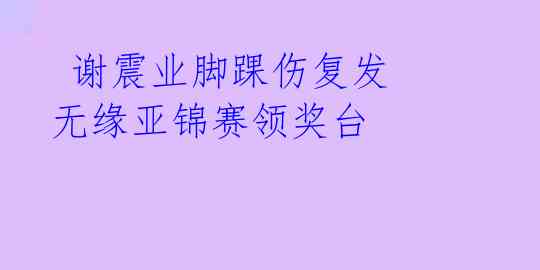  谢震业脚踝伤复发 无缘亚锦赛领奖台 