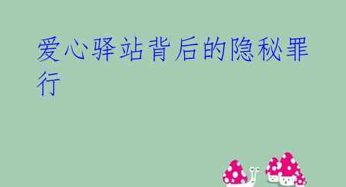 爱心驿站背后的隐秘罪行