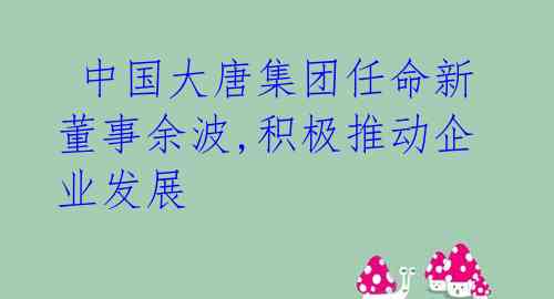 中国大唐集团任命新董事余波,积极推动企业发展