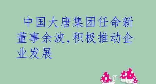  中国大唐集团任命新董事余波,积极推动企业发展 