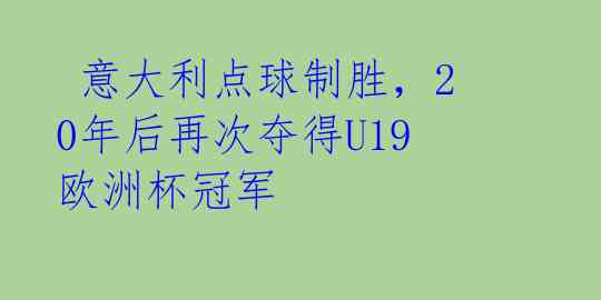  意大利点球制胜，20年后再次夺得U19欧洲杯冠军 