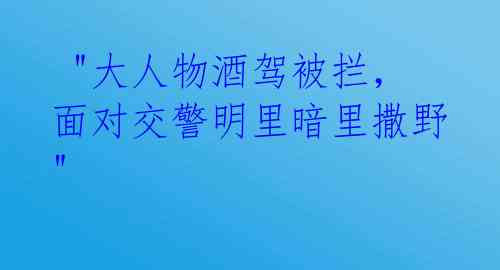  "大人物酒驾被拦，面对交警明里暗里撒野" 