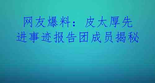  网友爆料：皮太厚先进事迹报告团成员揭秘  