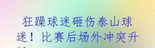  狂躁球迷砸伤泰山球迷！比赛后场外冲突升级 