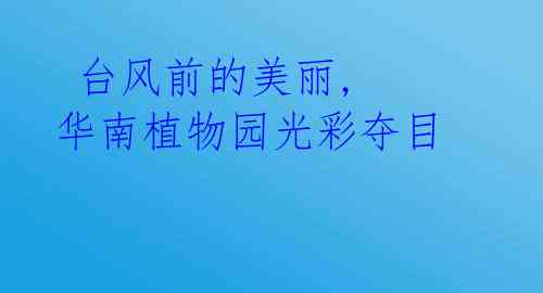  台风前的美丽, 华南植物园光彩夺目