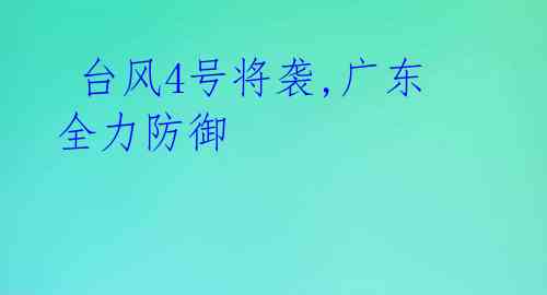 台风4号将袭,广东全力防御