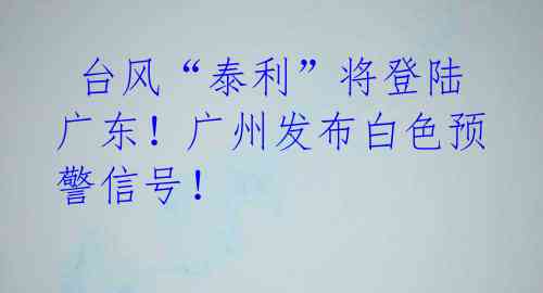 台风“泰利”将登陆广东!广州发布白色预警信号!