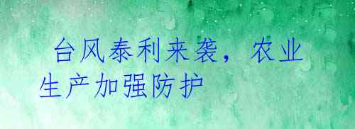 台风泰利来袭,农业生产加强防护