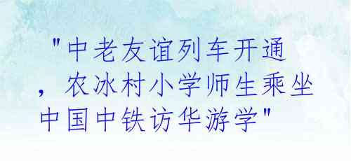  "中老友谊列车开通，农冰村小学师生乘坐中国中铁访华游学" 