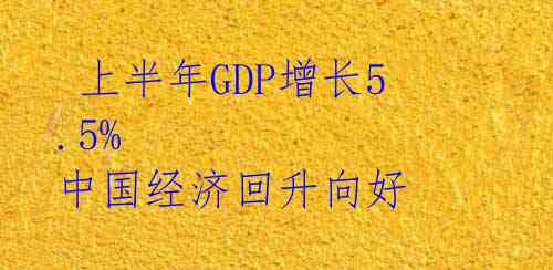  上半年GDP增长5.5% 中国经济回升向好 