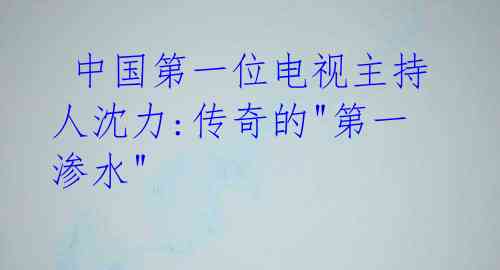  中国第一位电视主持人沈力:传奇的"第一渗水" 
