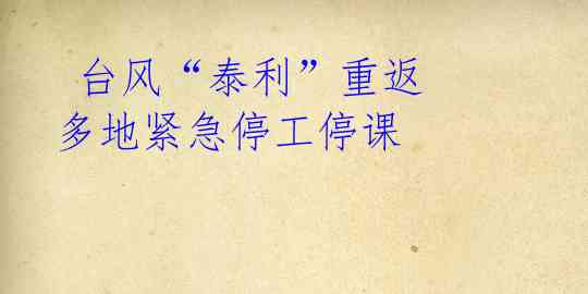 台风“泰利”重返 多地紧急停工停课
