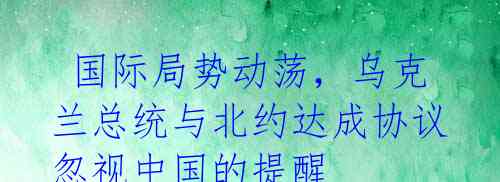 国际局势动荡,乌克兰总统与北约达成协议忽视中国的提醒