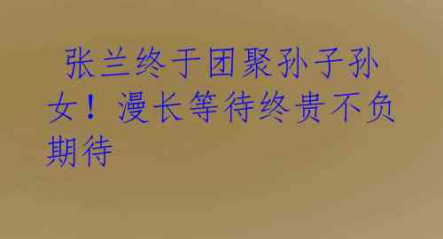 张兰终于团聚孙子孙女!漫长等待终贵不负期待