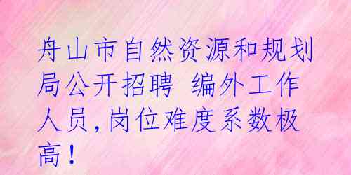 舟山市自然资源和规划局公开招聘 编外工作人员,岗位难度系数极高！ 