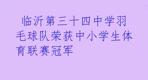 临沂第三十四中学羽毛球队荣获中小学生体育联赛冠军