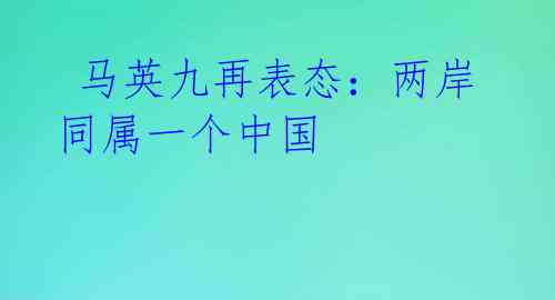 马英九再表态:两岸同属一个中国