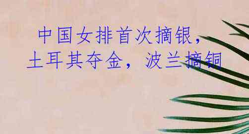 中国女排首次摘银,土耳其夺金,波兰摘铜