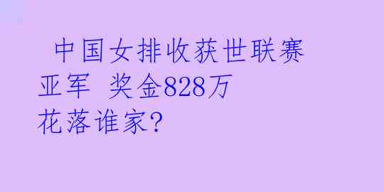 中国女排收获世联赛亚军 奖金828万 花落谁家?