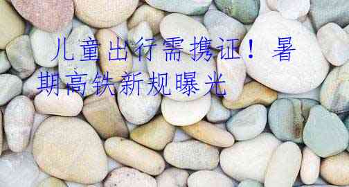 儿童出行需携证!暑期高铁新规曝光