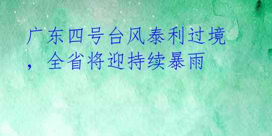 广东四号台风泰利过境，全省将迎持续暴雨 