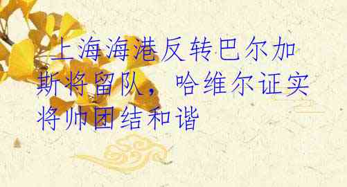 上海海港反转巴尔加斯将留队,哈维尔证实将帅团结和谐