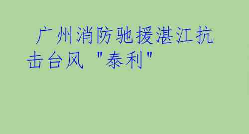  广州消防驰援湛江抗击台风 "泰利" 