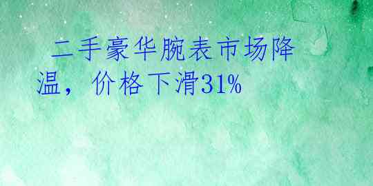  二手豪华腕表市场降温，价格下滑31% 