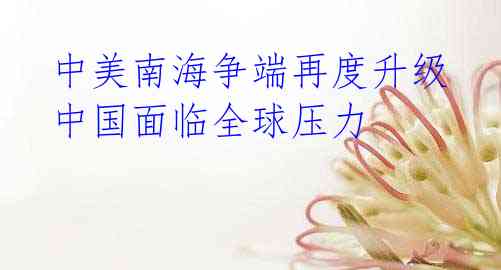 中美南海争端再度升级 中国面临全球压力