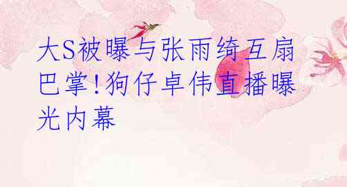 大S被曝与张雨绮互扇巴掌!狗仔卓伟直播曝光内幕