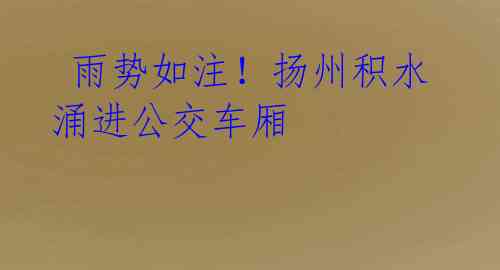 雨势如注!扬州积水涌进公交车厢