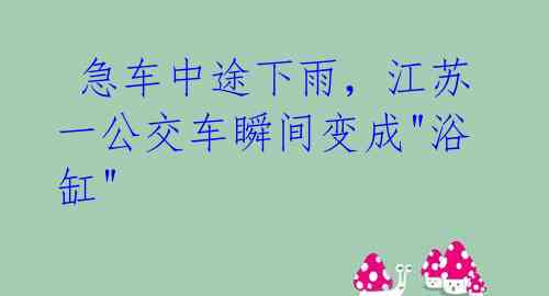  急车中途下雨，江苏一公交车瞬间变成"浴缸" 