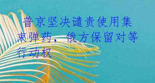 普京坚决谴责使用集束弹药,俄方保留对等行动权