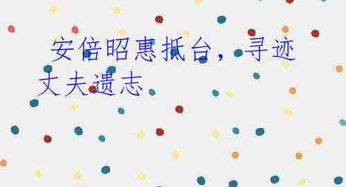 安倍昭惠抵台,寻迹丈夫遗志