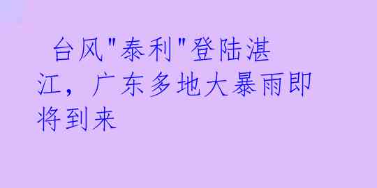 台风"泰利"登陆湛江,广东多地大暴雨即将到来