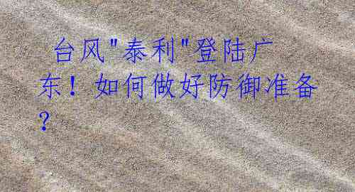 台风"泰利"登陆广东!如何做好防御准备?