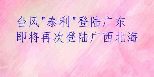  台风"泰利"登陆广东 即将再次登陆广西北海 